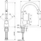 Küchenarmatur aus Chrom für Vorfenstermontage. Zeichnung zeigt Details wie Maße, Handhabung und Installationshinweise. Ideal Standard Produkt, präzise technische Angaben.